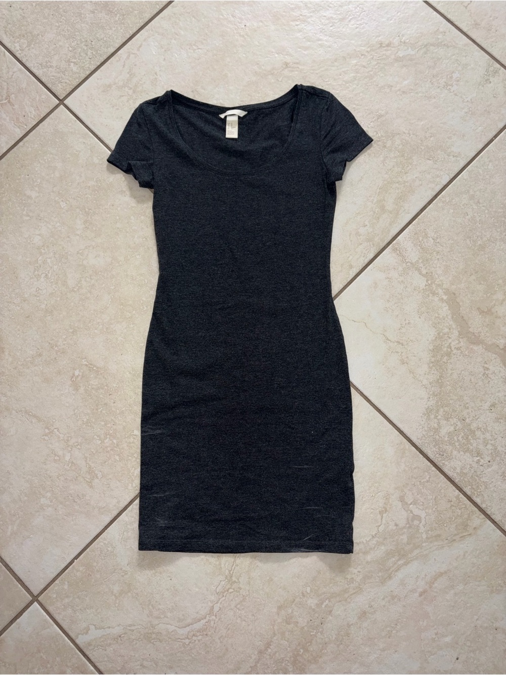 H&M Dark Grey Scoop Neck Short Sleeve Mini Dress